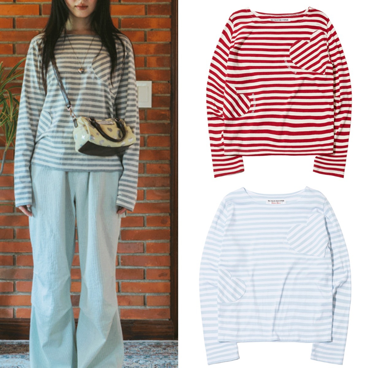 Tシャツ・カットソー THE MUSEUM VISITOR HEART STRIPE LONG T-SHIRT 5FT1914