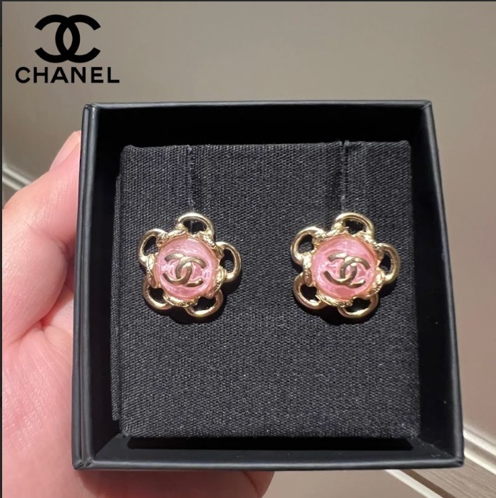 可愛い☆【CHANEL】ピアス フラワー ピンク ゴールド