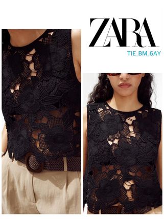 スペイン発送 ZARA クロシェフラワーサンダル 上品カジュアル org.jpg