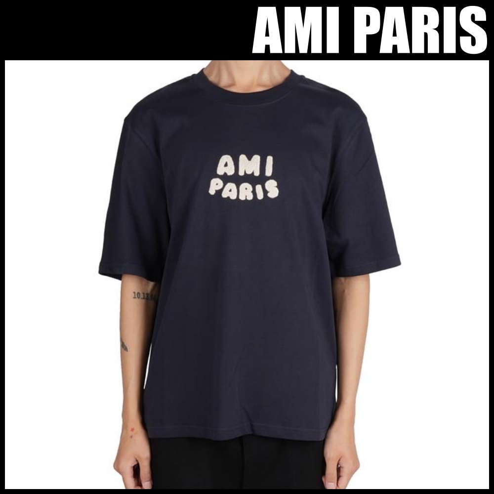 【AMI PARIS】オーガニックコットンジャージーTシャツ Navy