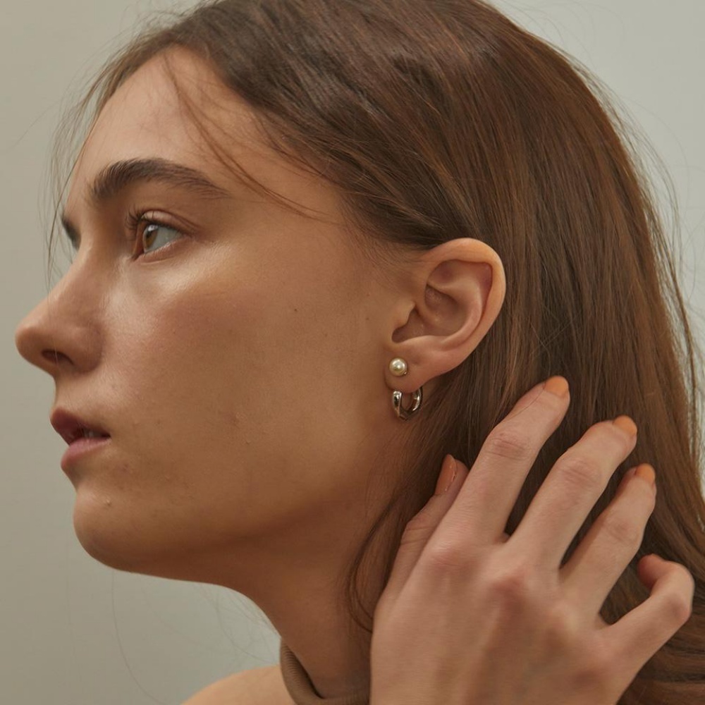 ピアス [Ostkaka] Melting Pearl Ring Earring