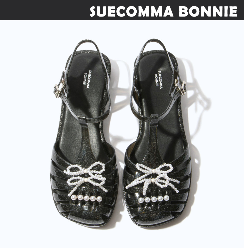 SUECOMMA BONNIE ◆Flower jelly sandal(black)