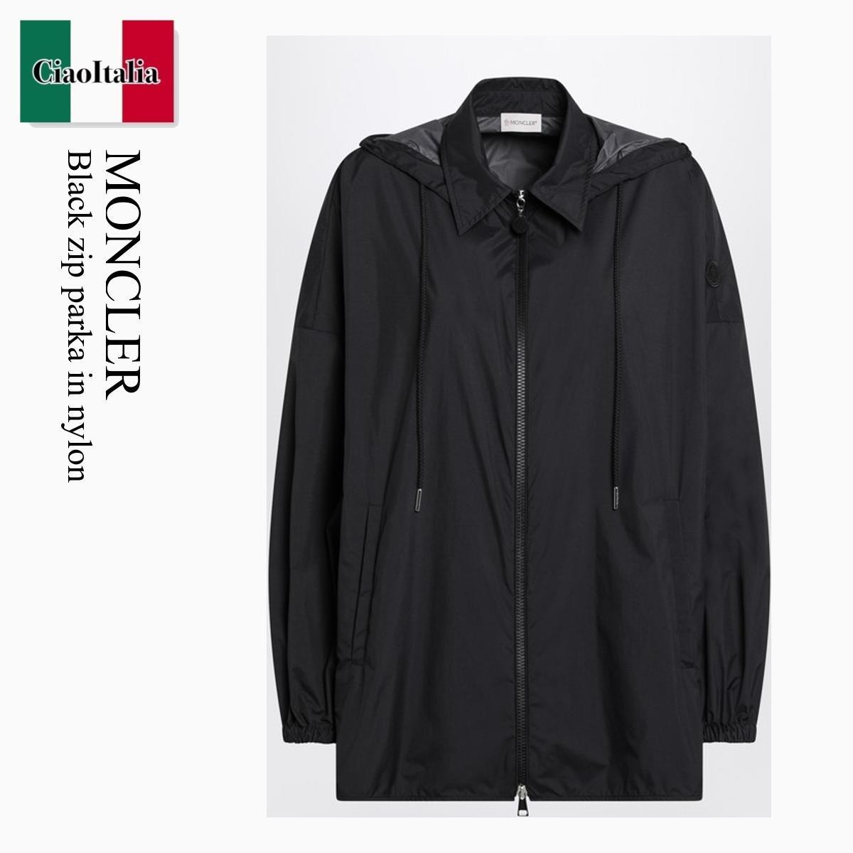 ブルゾン Moncler Black Zip Parka In Nylon