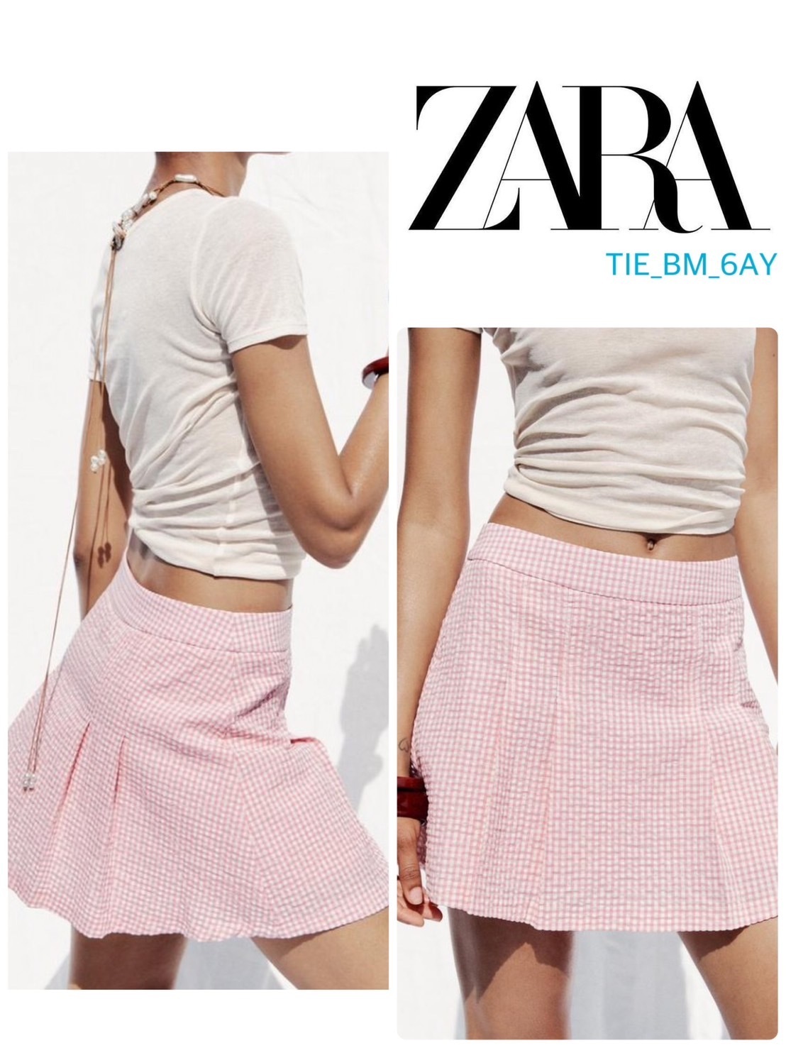 スペイン発送 ZARA ギンガムチェックスカートパンツ カジュアル