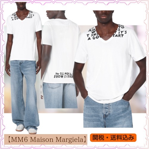 【MM6 Maison Margiela】Vネック◇コットンジャージー◇Tシャツ