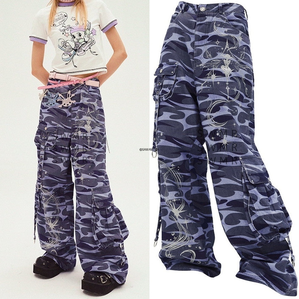 パンツ Loose Side-Pocket Cargo Camouflage Pants