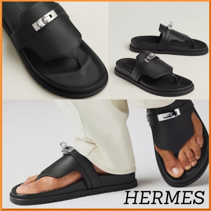 【レザーブラックがお洒落♪】HEMRES Empire サンダル