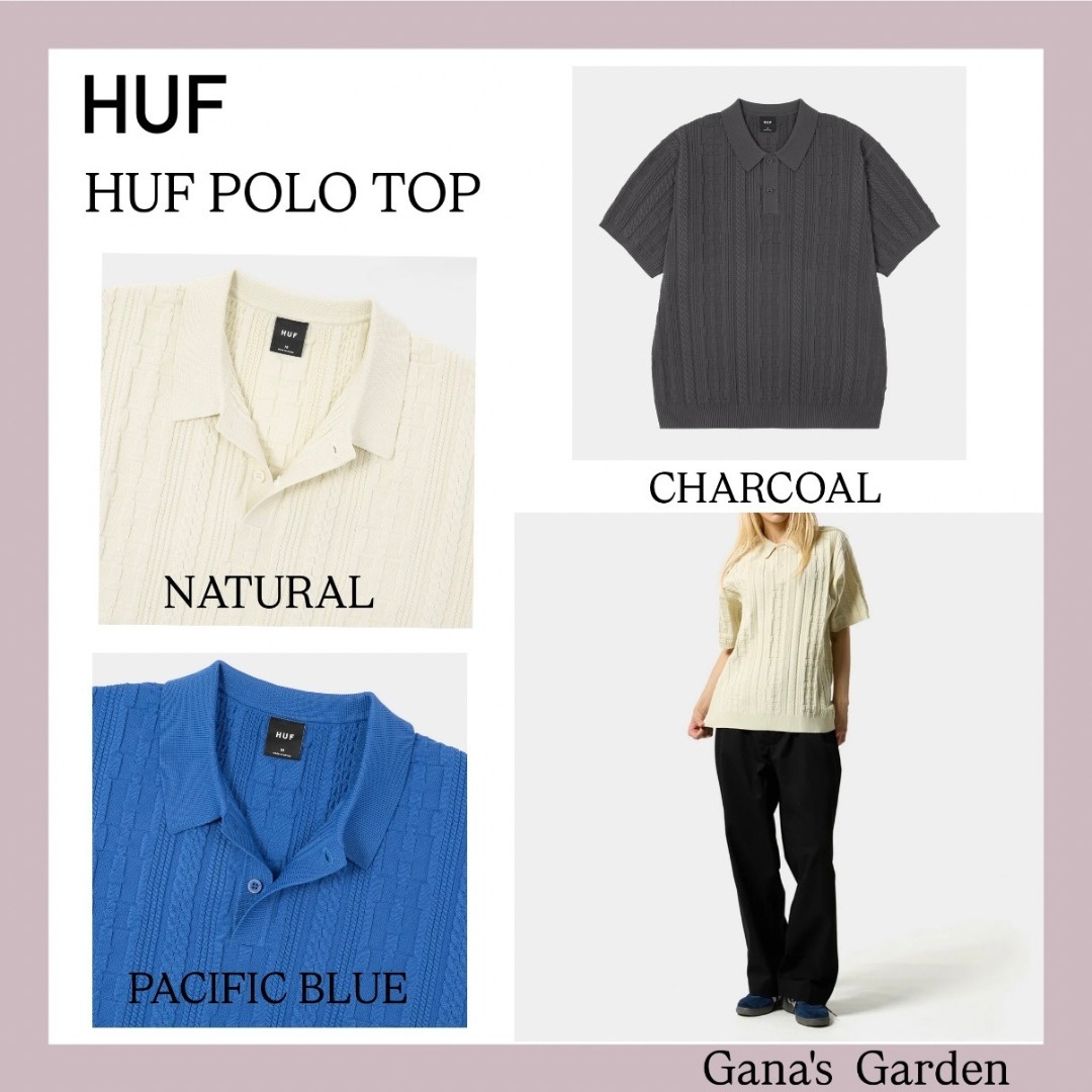 ユニセックス♪【HUF】ポロシャツ / シンプル/ クラシック/軽量