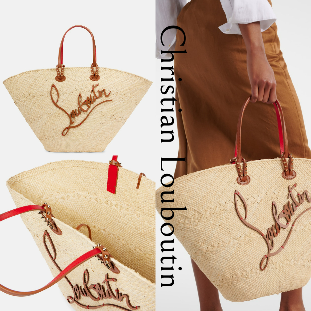 *Christian Louboutin*ロゴ入 ラフィア製トート カバタ ラージ