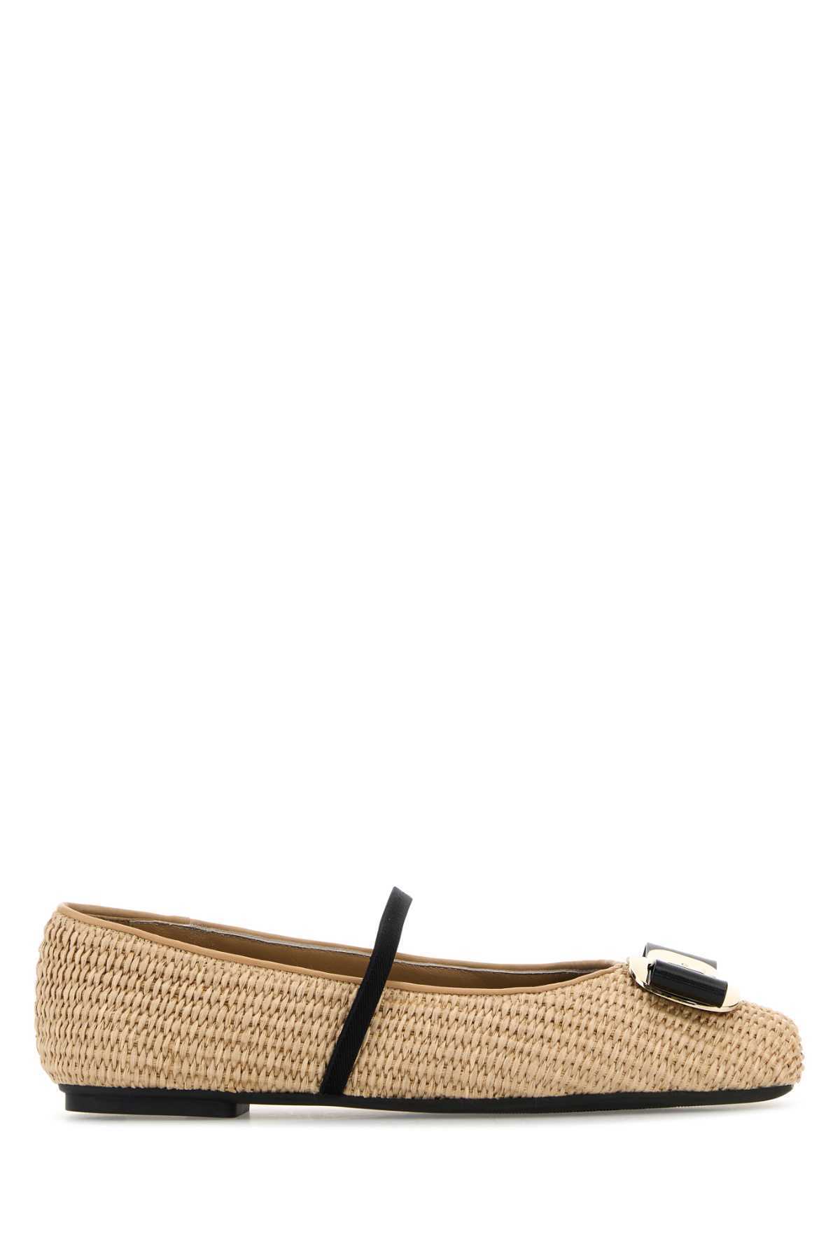 フラットシューズ SALVATORE FERRAGAMO Raffia Zina Ballerinas