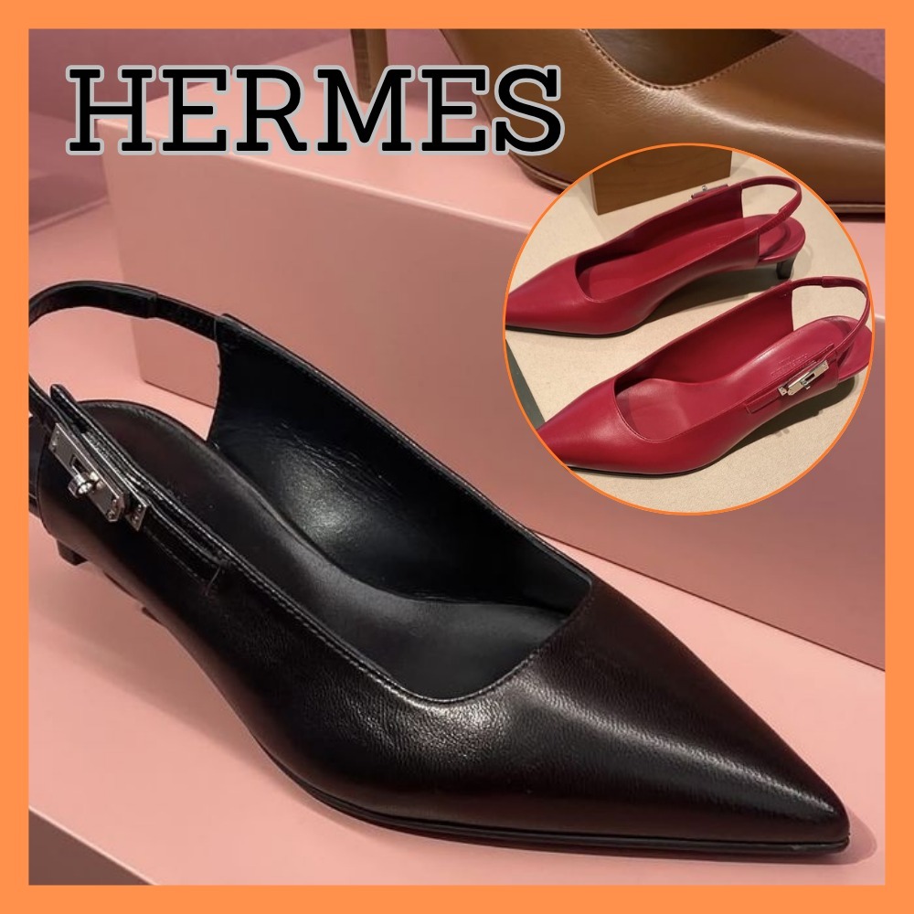 【都会派の洗練靴】HERMES ポインテッドスリングバック
