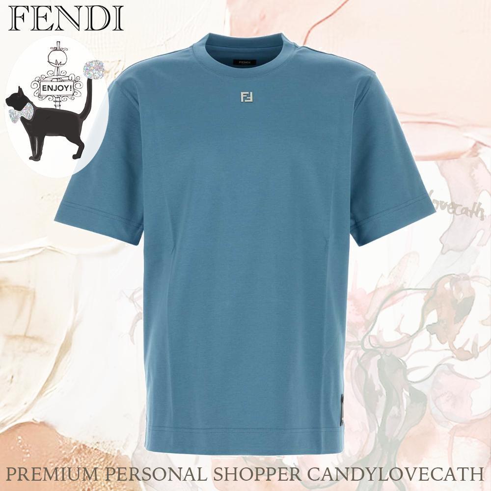 Tシャツ・カットソー FENDI Air Force Blue Cotton T-Shirt