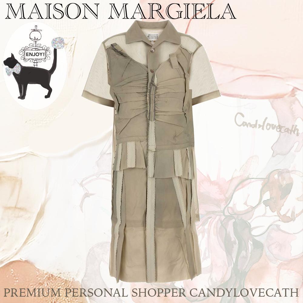 ワンピース MAISON MARGIELA Cappuccino Mesh Shirt Dress