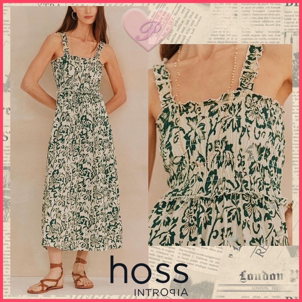 【hoss intropia】シャーリング入りキャミソールワンピース