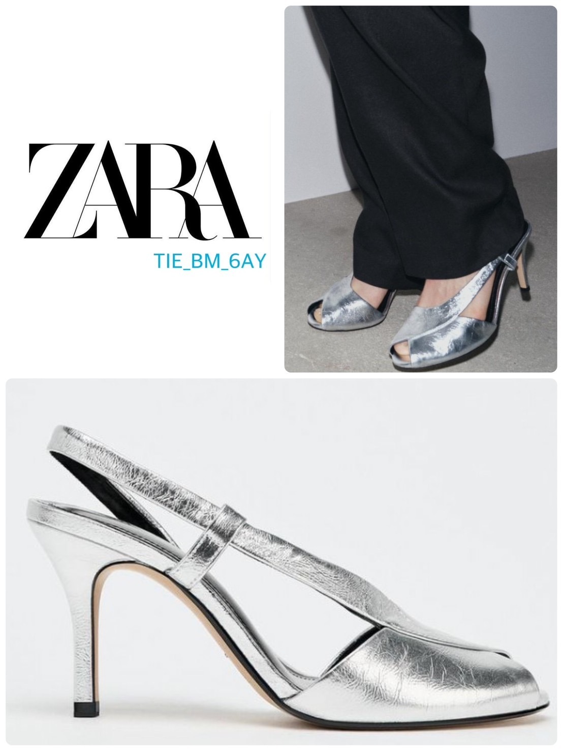 スペイン発送 ZARA オープントゥレザーサンダル 上品カジュアル