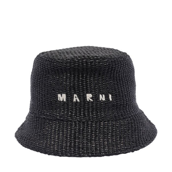 ハット Marni LOGO RAFIA BUCKET HAT