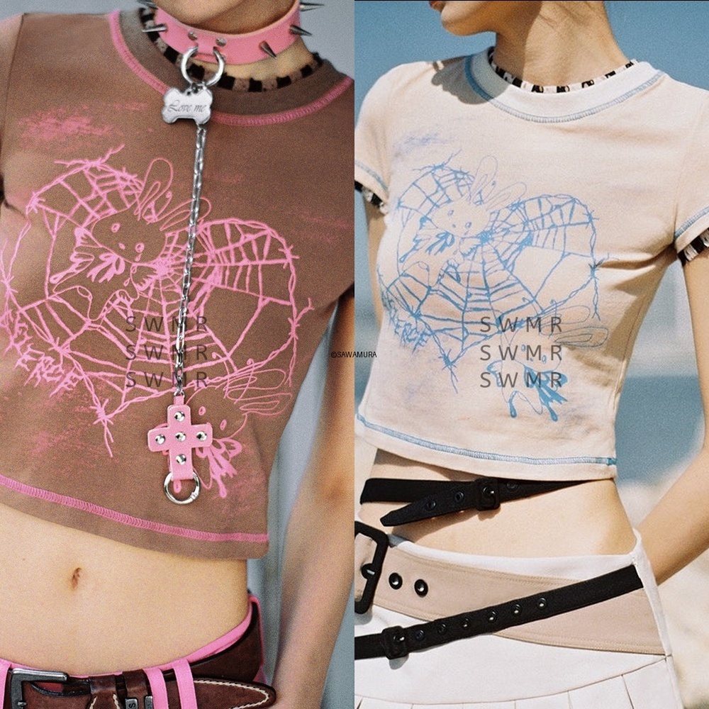 Tシャツ・カットソー Rabbit Elf Print Tight T-Shirt