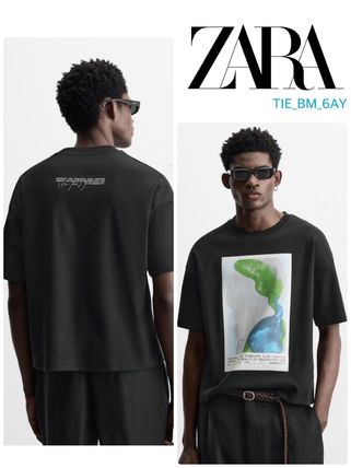 ブラック（黒）系 スペイン ZARA(ザラ) Tシャツ・カットソー
