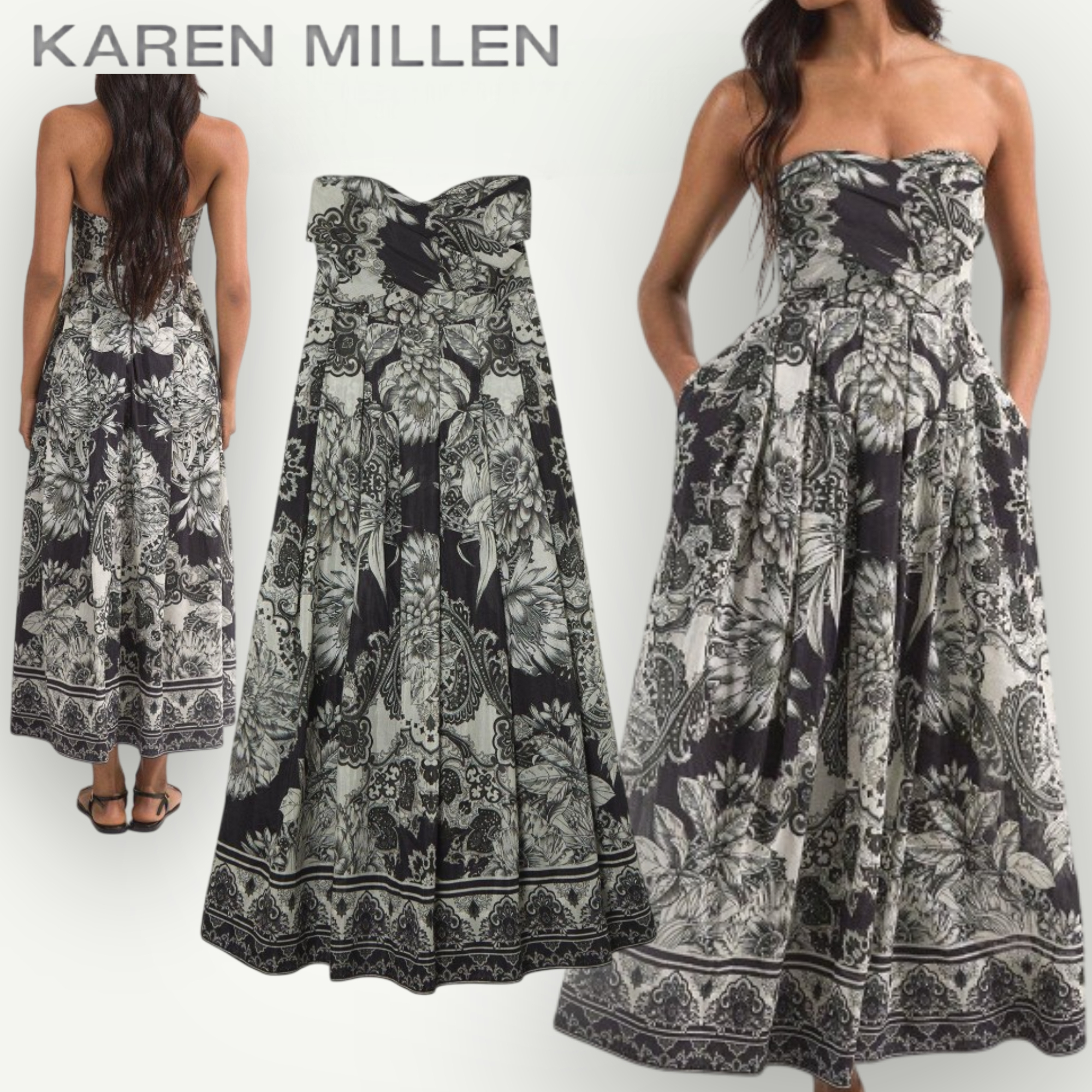 【KAREN MILLEN】シルク コットン ビスチェ プロム ドレス