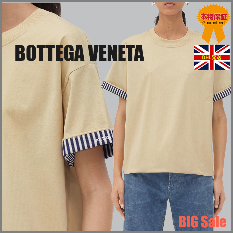 【BOTTEGA VENETA】BIG SALE★Double Layer ストライプ Tシャツ