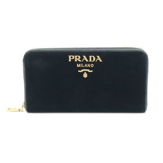 PRADA●ベルベットロゴラウンドZIP長財布 1ML506