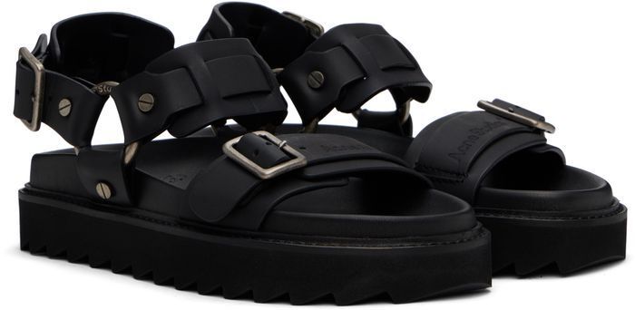 Acne Studios ブラック レザー バックル サンダル
