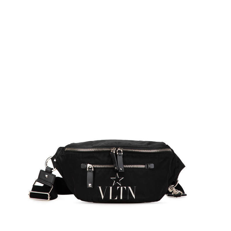 ヴァレンティノ VLTN ロゴ ナイロン レザー ウエストバッグ