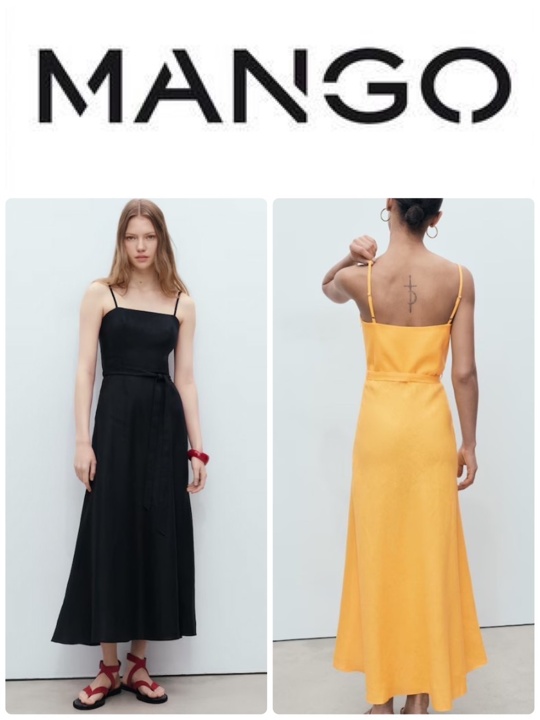 スペイン発送 MANGO リボン付きリネンドレス 選べるカラー 新作