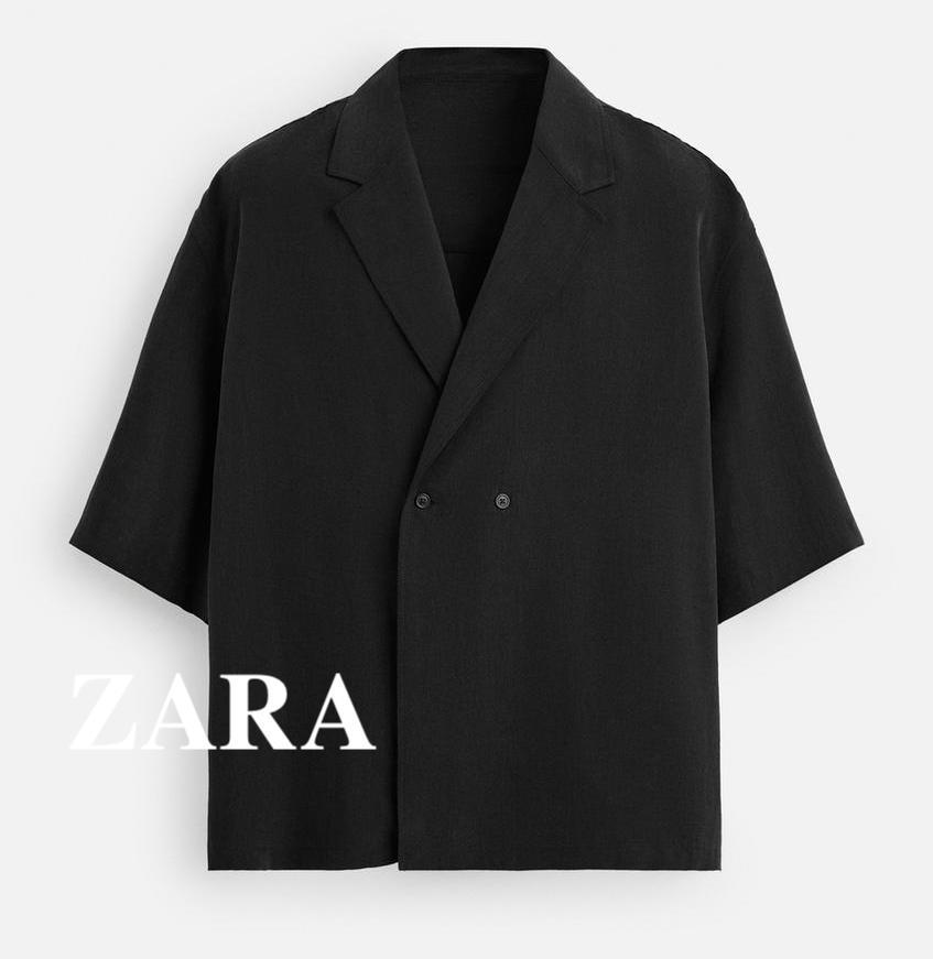 ★ドイツ発*ZARA*新作*ダブルブレストリネン半袖シャツ★