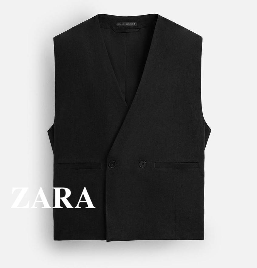 ★ドイツ発*ZARA*新作*ダブルブレストリネンベスト★