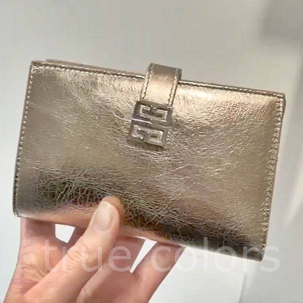 GIVENCHY ジバンシィ 4G ゴールドレザー 二つ折り財布