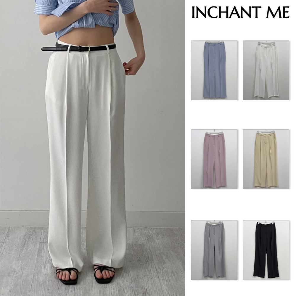 【INCHANT ME】Pastel one-tuck wide slacks