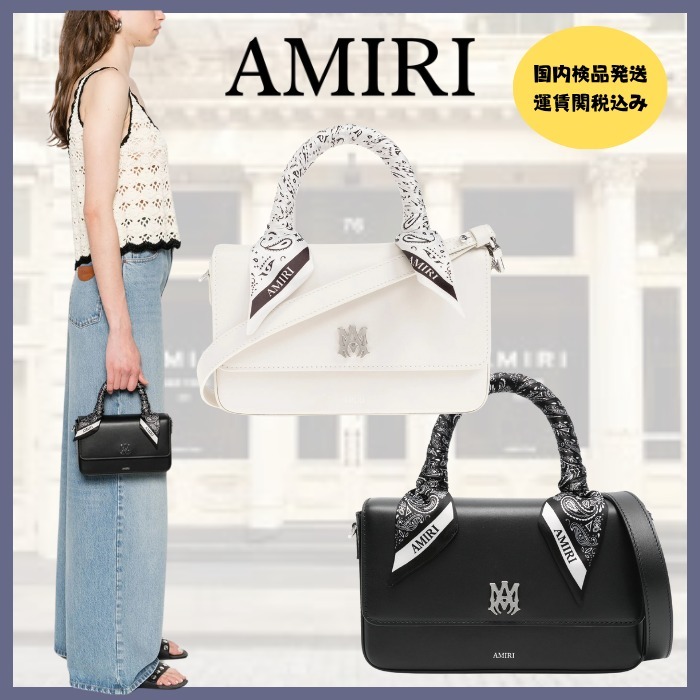 人気！【AMIRI】バンダナトリムレザーハンドバッグ