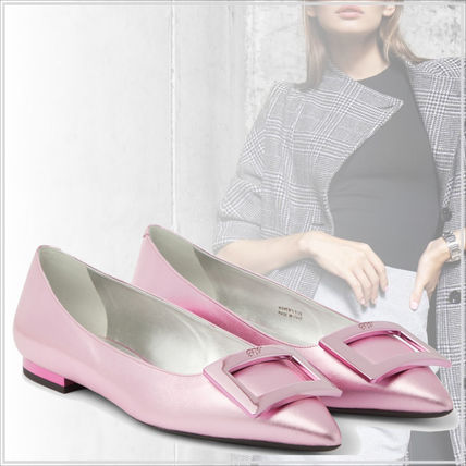 Roger Vivier ロジェ ヴィヴィエ レザーフラットパンプス(ピンク)