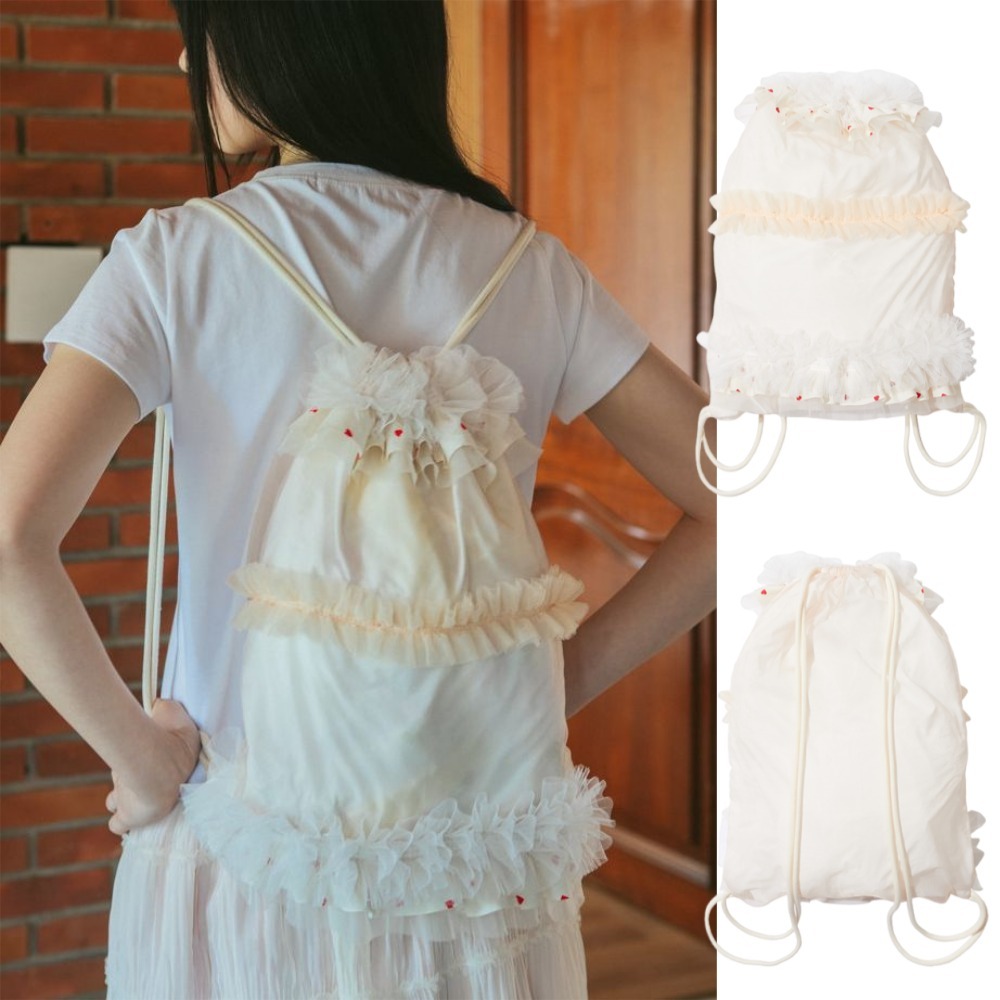 THE MUSEUM VISITOR★韓国 人気★CHIFFON POINT DRAWBAG (BEIGE)