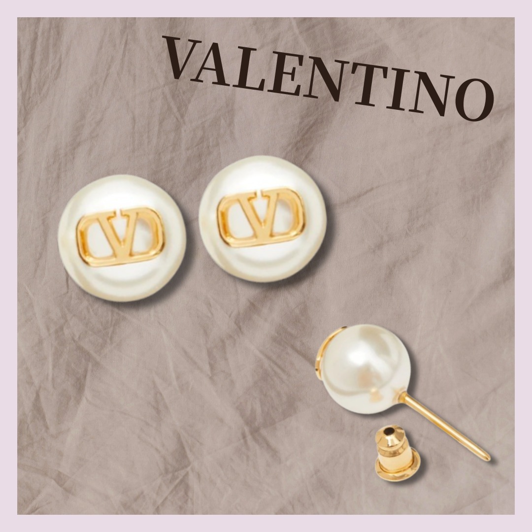 VALENTINO Vロゴ シグネチャー パールビーズ ピアス