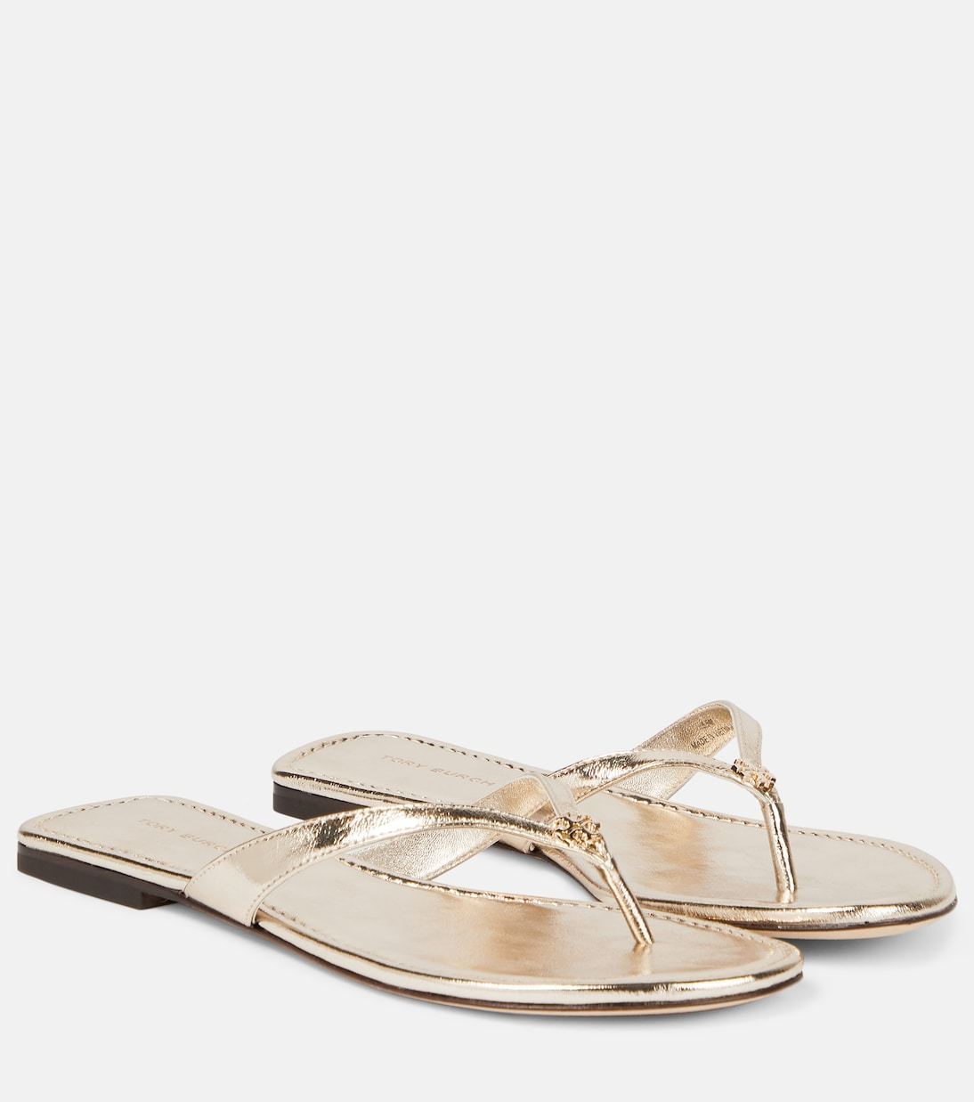 【Tory Burch】メタリックレザーTバックサンダル