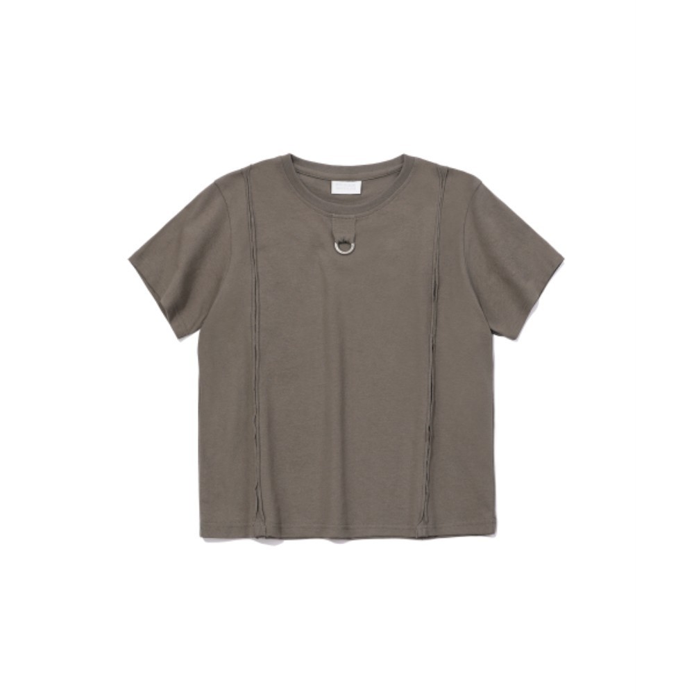 ★KHAKIPOINT★ CROP CUTOFF LOGO RING POINT TSHIRTKHAKI