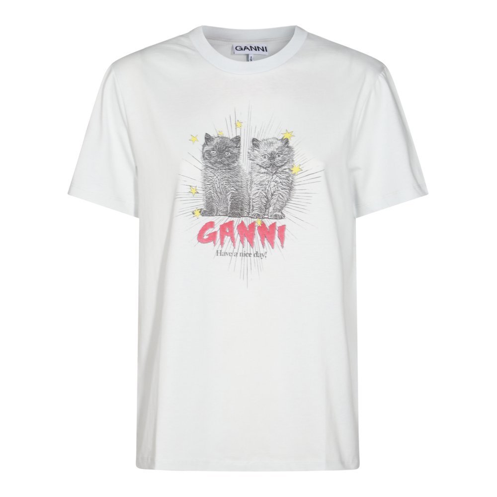 GANNI グラフィックプリントクルーネックTシャツ T41653575 628