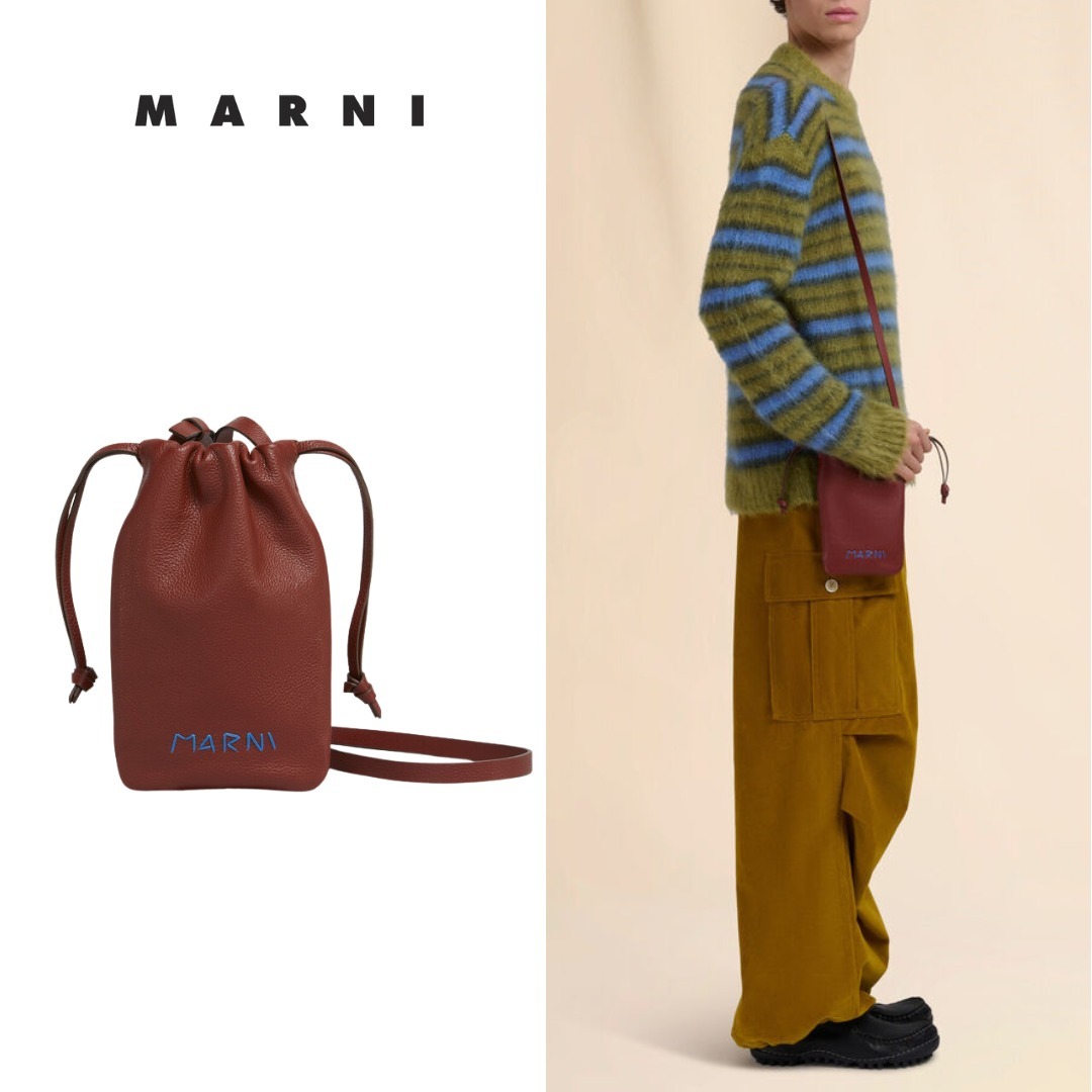 MARNI レザー ドローストリング フォンホルダー