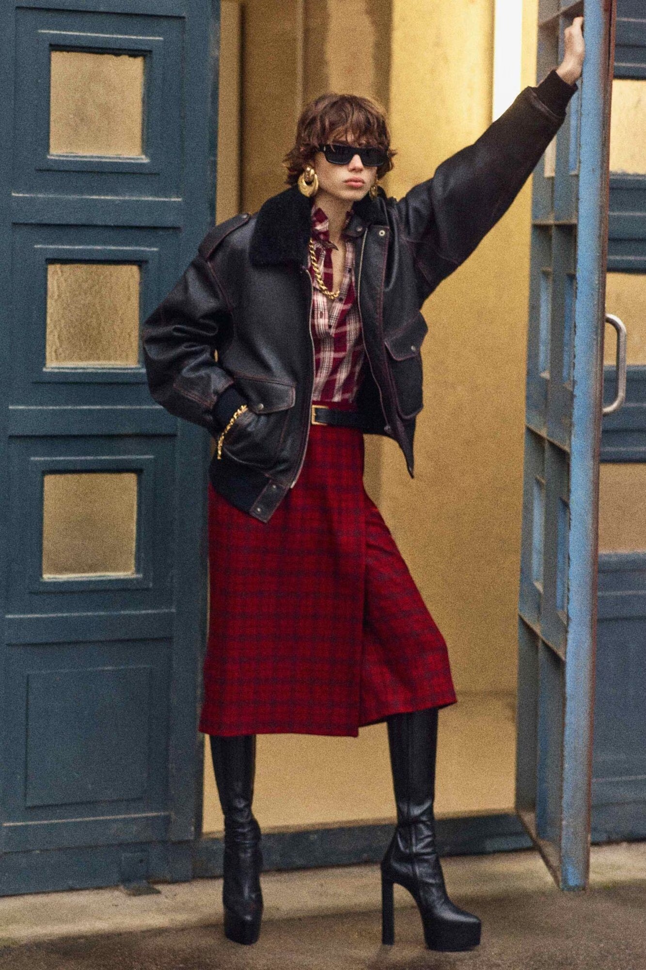 Saint Laurent FALL25《ミディラップスカート》ベルベット 直営