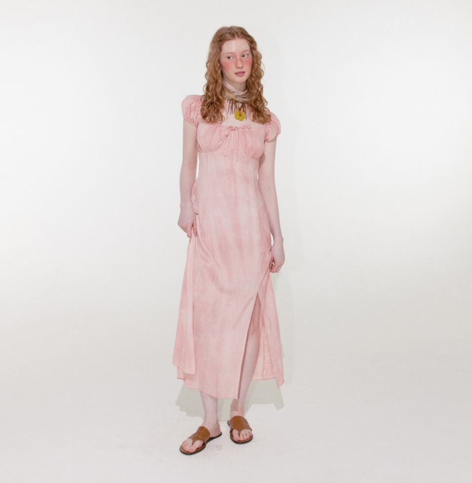 ◆Loulouseoul◆ Cottage Stripe Puff Dress Pink