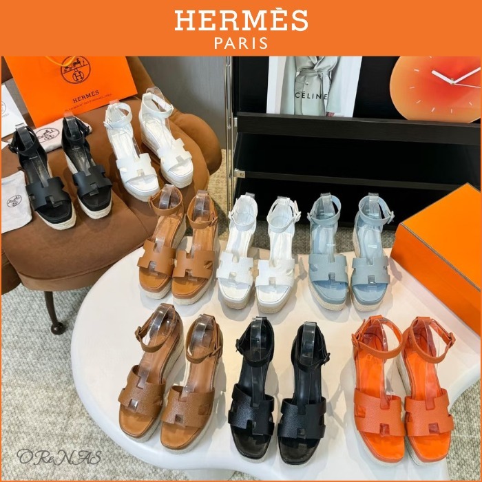【厚底がお洒落♪】HERMES サンダル エルダ エスパドリーユ