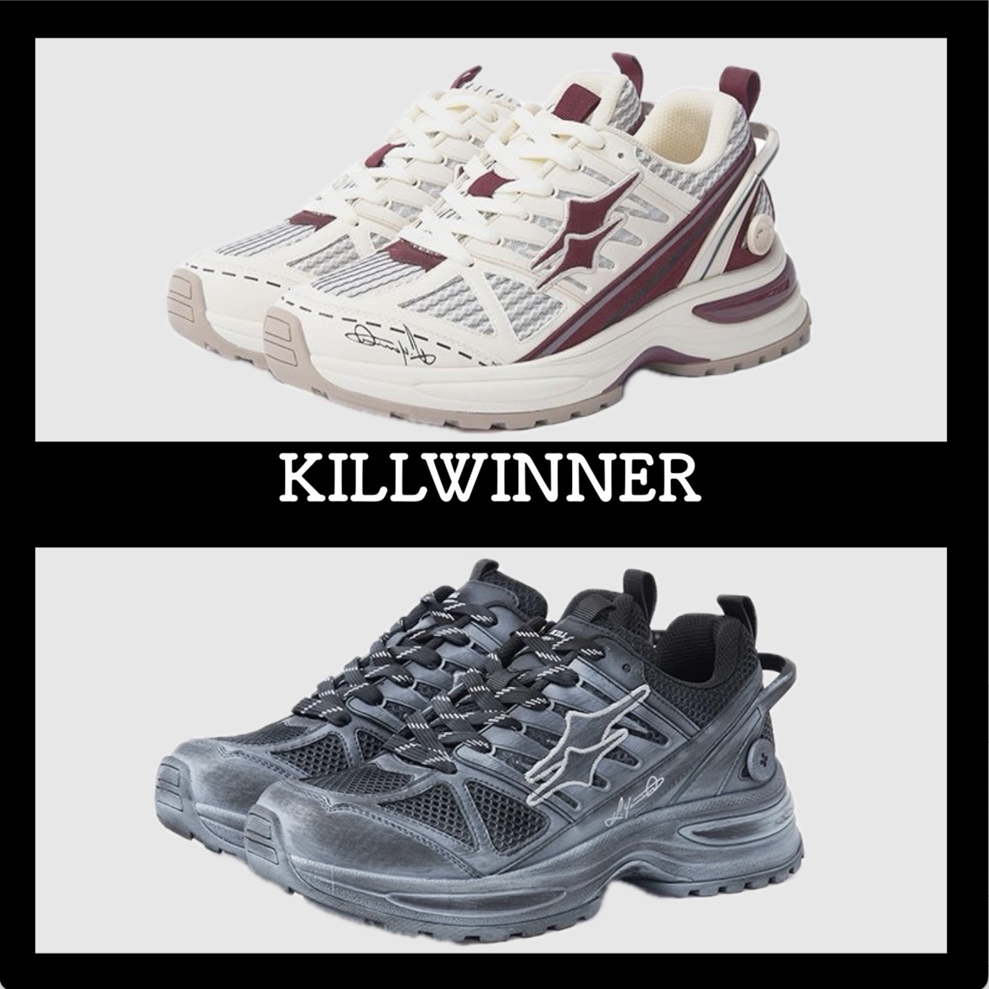 海外限定【KILLWINNER】25SS Retro Black Dad Sneakers 夏海