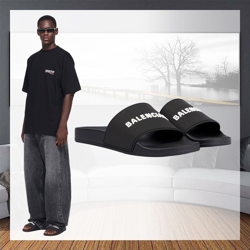 BALENCIAGA プール 正規品 サンダル ラバー素材 スライド ロゴ