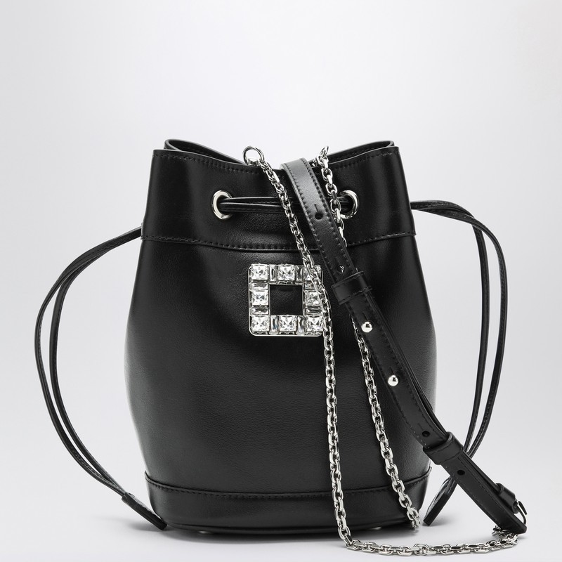 【関税&送料込】Roger Vivier Black Leather Bucket Bag Tres V