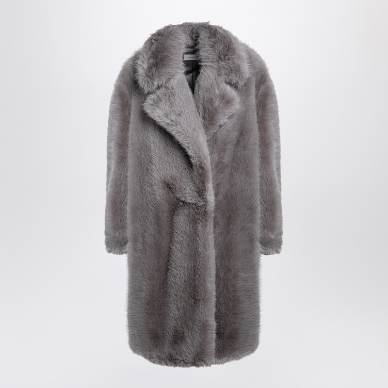 【関税&送料込】Sportmax Light Grey Faux Fur Coat