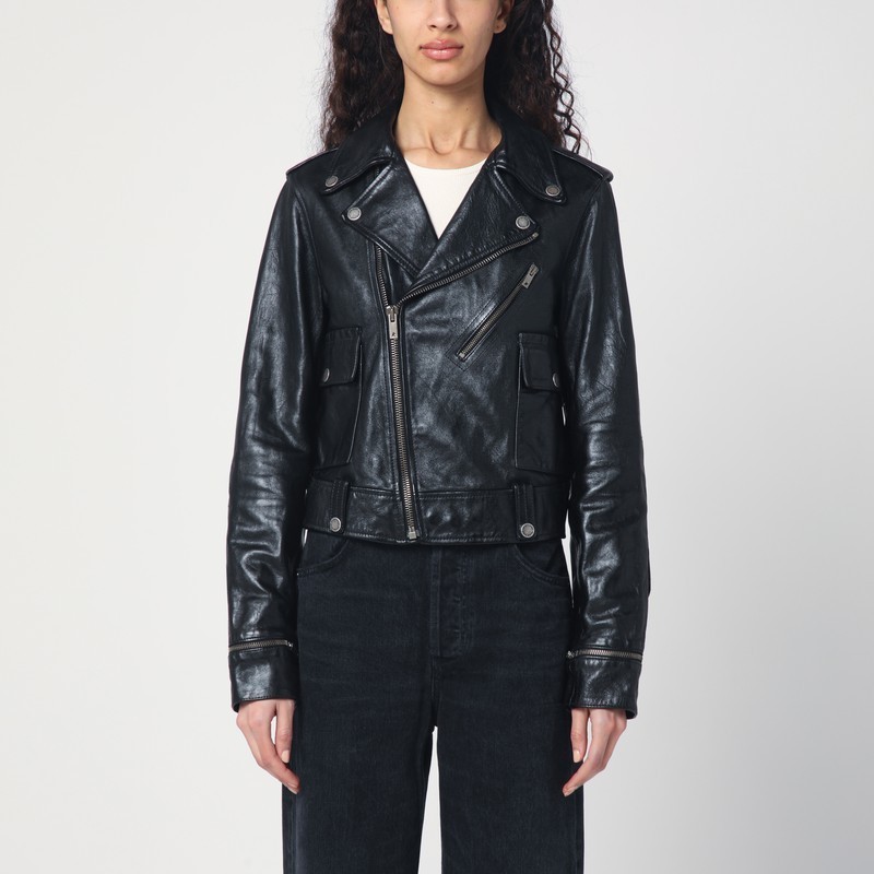 【関税&送料込】Golden Goose Black Leather Jacket With A Glo