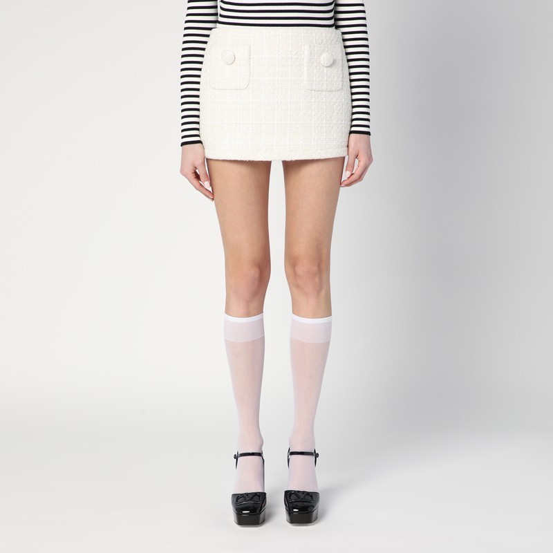 【関税&送料込】Marc Jacobs Ivory Textured Tweed Mini Skirt