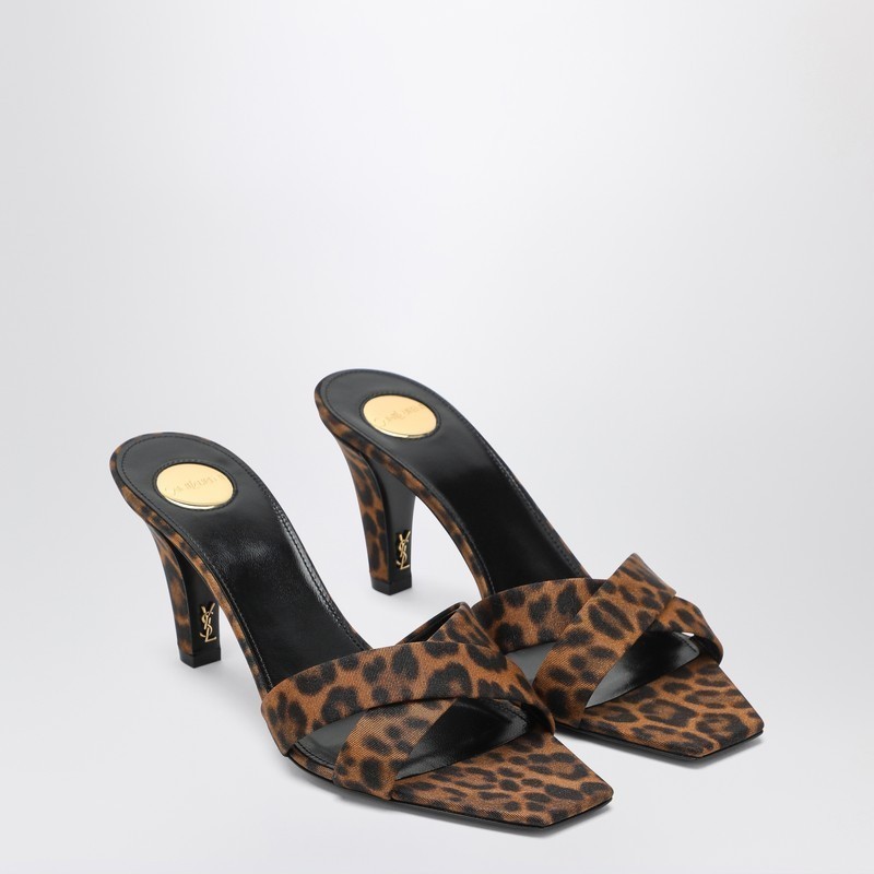 【関税&送料込】Saint Laurent Mule Jill In Gros-Grain Leopar